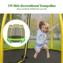Load image into Gallery viewer, 7FT Kids Trampoline W/ Safety Enclosure Net-Yellow
