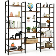 Load image into Gallery viewer, Vintage Triple Wide 5-Tier Bookcase Large Bookshelf Display Storage Shelf-Brown
