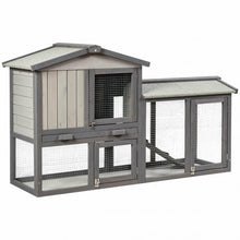 Load image into Gallery viewer, 58" Weatherproof Wooden Rabbit Hutch-Gray
