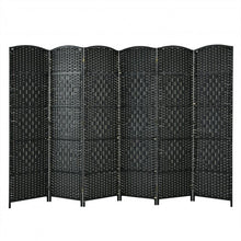 Load image into Gallery viewer, 6.5Ft 6-Panel Weave Folding Fiber Room Divider Screen-Black
