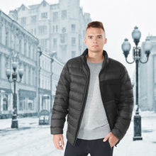 Load image into Gallery viewer, Electric USB Men’s Down Heated Jacket Thermal Stand Collar Coat-Black-XXXL
