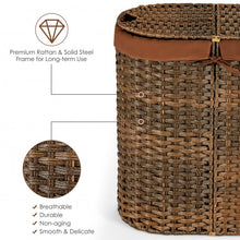 Load image into Gallery viewer, Handwoven Laundry Hamper Basket with 2 Removable Liner Bags-Brown
