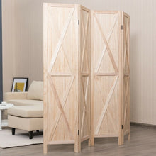 Load image into Gallery viewer, 5.6 Ft 4 Panels Folding Wooden Room Divider-Natural
