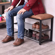 Load image into Gallery viewer, 2 Tiers Shoe Storage Rack Soft Seat Bench
