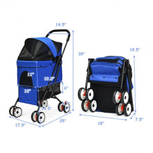 Load image into Gallery viewer, Pet Foldable Cage Stroller For Cat And Dog-Blue
