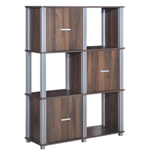 Load image into Gallery viewer, 3-Tier 6 Cubes Storage Shelf Cabinet-Walnut
