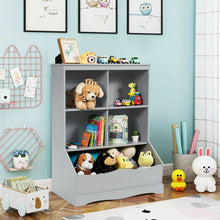 Load image into Gallery viewer, 3-Tier Children's Multi-Functional Bookcase Toy Storage Bin Floor Cabinet-Gray
