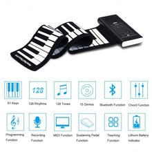 Load image into Gallery viewer, 61 Key Electronic Roll up Silicone Rechargeable Piano Keyboard-Black

