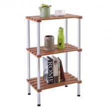 Load image into Gallery viewer, 3-Tier Wood Slat Storage Rack Display Shelving
