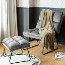 Load image into Gallery viewer, Massage Chair Velvet Accent Sofa Chair with Ottoman and Remote Control - Gray
