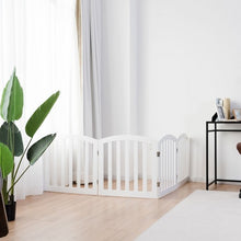 Load image into Gallery viewer, 24" Configurable Folding Free Standing 4 Panel Wood Pet Fence-White

