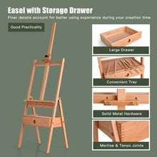 Load image into Gallery viewer, Adjustable  Floor Wooden Artist Easel H-Frame with Art Supply Storage Drawer

