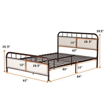 Load image into Gallery viewer, Queen size Metal Bed Frame Platform Bed Upholstered Panel-Chocolate
