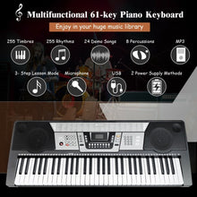 Load image into Gallery viewer, 61 Key Electronic Keyboard Piano Set with Stand Bench Headphones

