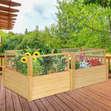 Load image into Gallery viewer, Wooden Raised Garden Box with 9 Grids and Critter Guard Fence
