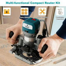 Load image into Gallery viewer, 1.25HP Palm Router Kit Variable Speed Woodworking with Plunge base
