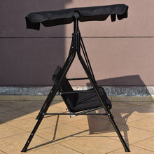 Load image into Gallery viewer, Steel Frame Outdoor Loveseat Patio Canopy Swing with Cushion-Black
