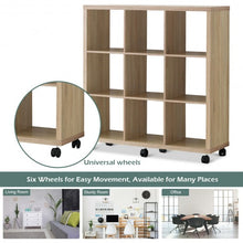 Load image into Gallery viewer, 9 Cubes Ladder Shelf Freestanding Corner Display Rack Bookshelf-Natural
