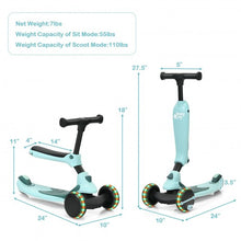 Load image into Gallery viewer, 2 in 1 Kids Kick Scooter with Flash Wheels for Girls Boys from 1.5 to 6 Years Old-Green
