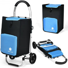 Load image into Gallery viewer, Folding Utility Shopping Trolley with Removable Bag-Blue
