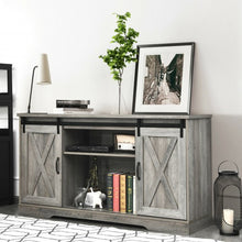 Load image into Gallery viewer, 59" TV Stand with Adjustable Shelf and Sliding Barn Door Cabinet-Gray
