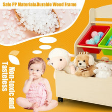 Load image into Gallery viewer, Kids Wooden Toy Storage Unit Organizer w/ Rolling Toy Box &amp; Plastic Bins-Natural
