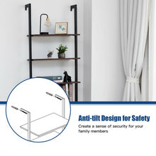 Load image into Gallery viewer, 5-Tier Metal Frame Ladder Shelf -Brown
