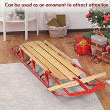 Load image into Gallery viewer, 54" Kids Wooden Snow Sled w/ Metal Runners &amp; Steering Bar
