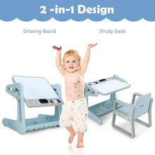 Load image into Gallery viewer, 2 in 1 Kids Easel Table and Chair Set  with Adjustable Art Painting Board-Blue

