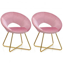 Load image into Gallery viewer, Set of 2 Accent Velvet Chairs Dining Chairs Arm Chair with Golden Legs-Pink
