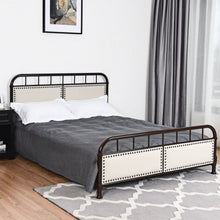 Load image into Gallery viewer, Queen size Metal Bed Frame Platform Bed Upholstered Panel-Chocolate
