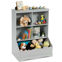 Load image into Gallery viewer, 3-Tier Children's Multi-Functional Bookcase Toy Storage Bin Floor Cabinet-Gray
