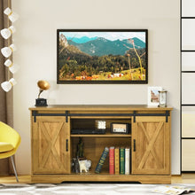Load image into Gallery viewer, 59" TV Stand with Adjustable Shelf and Sliding Barn Door Cabinet-Golden
