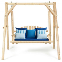 Load image into Gallery viewer, Rustic Wooden Porch Swing Bench with A-Frame Stand Set
