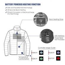 Load image into Gallery viewer, Electric USB Men’s Down Heated Jacket Thermal Stand Collar Coat-Black-XXXL
