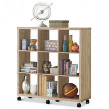 Load image into Gallery viewer, 9 Cubes Ladder Shelf Freestanding Corner Display Rack Bookshelf-Natural

