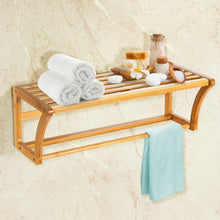 Load image into Gallery viewer, Bamboo Towel Bar Wall Mounted Storage Towel Rack Bathroom Shelf
