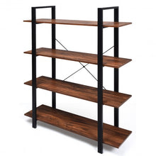 Load image into Gallery viewer, 4-Tiers Bookshelf Industrial Bookcases Metal Frame Shelf Stand
