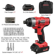 Load image into Gallery viewer, 18V Cordless Driver Impact Tool Kit with LED Light
