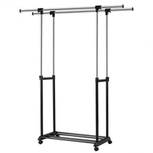 Load image into Gallery viewer, Height Adjustable Extendable Double Rail Clothes Rack
