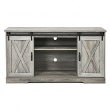Load image into Gallery viewer, 59" TV Stand with Adjustable Shelf and Sliding Barn Door Cabinet-Gray

