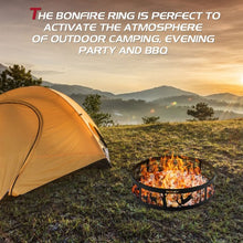 Load image into Gallery viewer, 36" Metal Fire Pit Ring Deer with Extra Poker Bonfire Liner for Campfire
