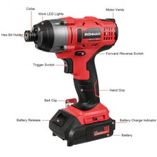 Load image into Gallery viewer, 18V Cordless Driver Impact Tool Kit with LED Light
