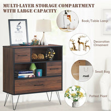 Load image into Gallery viewer, Multipurpose Sideboard Storage Cabinet with Metal Leg &amp; Drawers
