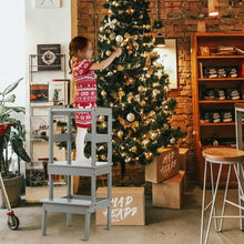 Load image into Gallery viewer, Wooden Kids Kitchen Learning Toddler Tower w/ Safety Rail-Gray
