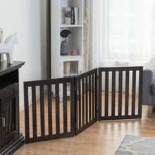 Load image into Gallery viewer, 24'' Folding Standing 3 Panels Wood Pet Fence-Brown
