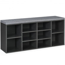 Load image into Gallery viewer, 10-Cube Organizer  Entryway Padded Shoe Storage Bench-Gray
