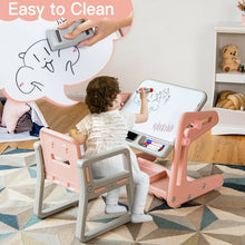 Load image into Gallery viewer, 2 in 1 Kids Easel Table and Chair Set  with Adjustable Art Painting Board-Pink
