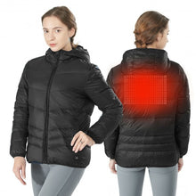 Load image into Gallery viewer, Hooded Electric USB Women�s Down Heated Jacket-Black-L
