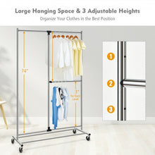 Load image into Gallery viewer, Heavy Duty Adjustable Rack Rolling Clothes Organizer On Wheels
